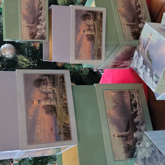 Lighthouse print gift box inside a box inside a box. 5 total - Picture 2 of 3